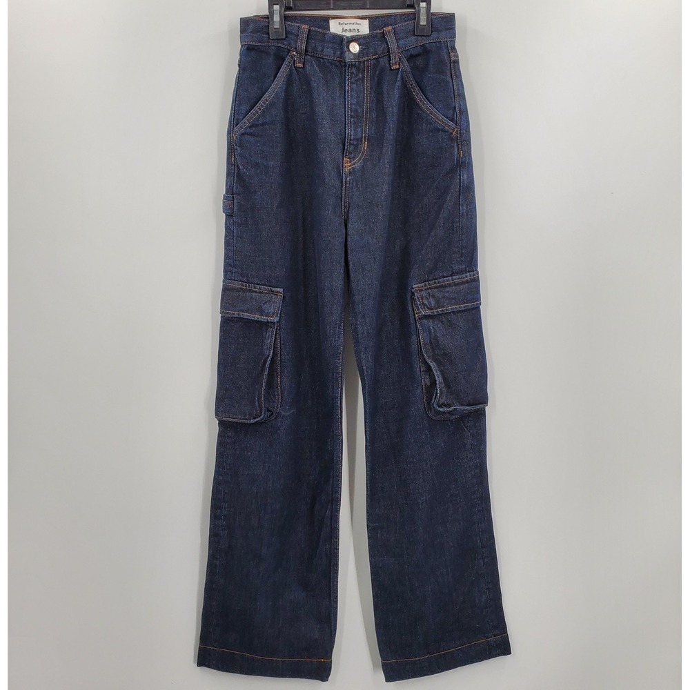 Women's Reformation Wilder Stretch High Rise Wide Leg Jeans Black Size 26 C1